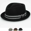 Pork-Pie-Cappello-Feltro-nastro-righe-nero
