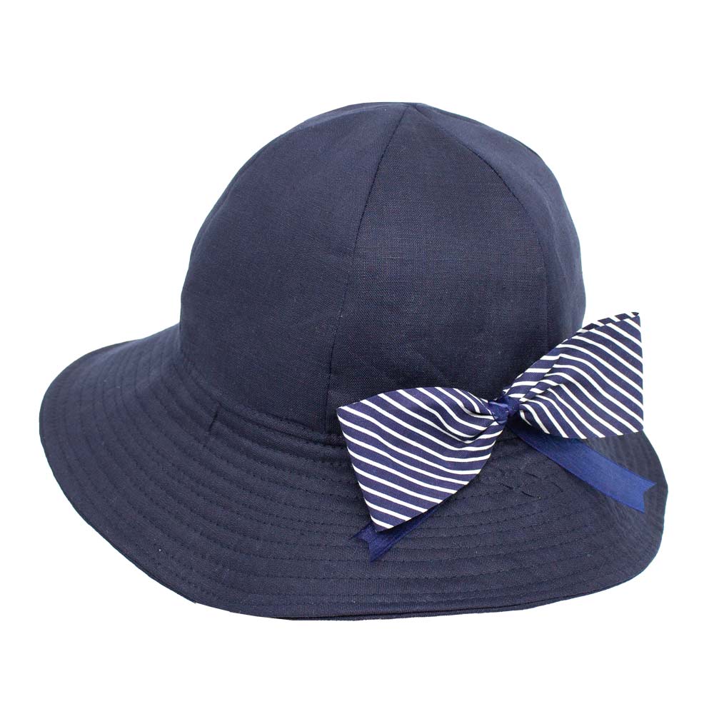 Cappello in Lino con Fiocco a Righe