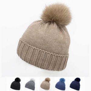 Cuffia in Lana con Pompon e interno in Pile