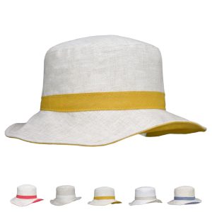 Cappello in Lino con Nastro Colorato