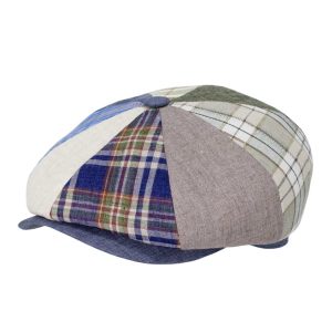 Berretto Peaky in lino Tartan Delavé