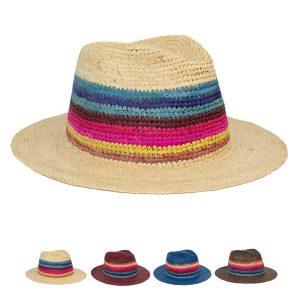 Cappello Fedora Rafia Crochet Multicolor
