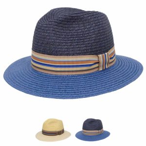 Cappello Casual Bicolore Nastro a Righe