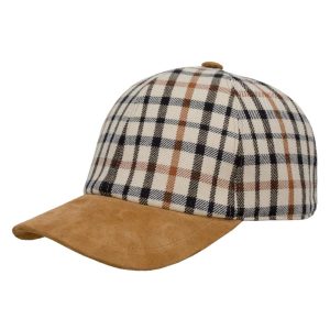Cappello Baseball in lana Check visiera camoscio