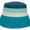 Cappello da donna in lino a fasce turchese verde biege