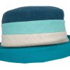 Cappello da donna in lino a fasce turchese verde biege
