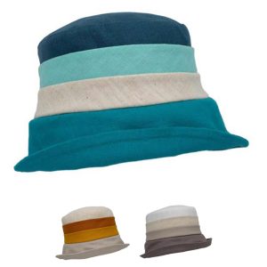 Cappello donna in lino a fasce colorate