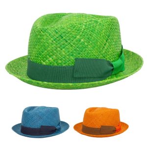Cappello Pork Pie in Rafia colorata