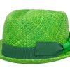 Cappello estivo Pork Pie in Rafia colorata verde