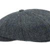 Berretto Peaky coppola uomo invernale Harris Tweed Spinato grigio jeans (2)