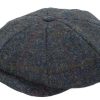 Berretto Peaky coppola uomo invernale Harris Tweed quadri blu