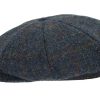 Berretto Peaky coppola uomo invernale Harris Tweed quadri blu (6)